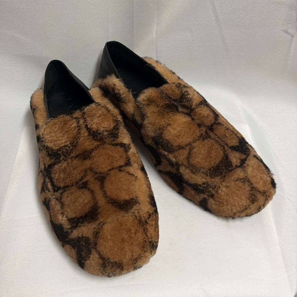 Coach Holly Shearling & Leather Signature Loafer Slipper Brown/Black Size 9 NWOB - Picture 3 of 8